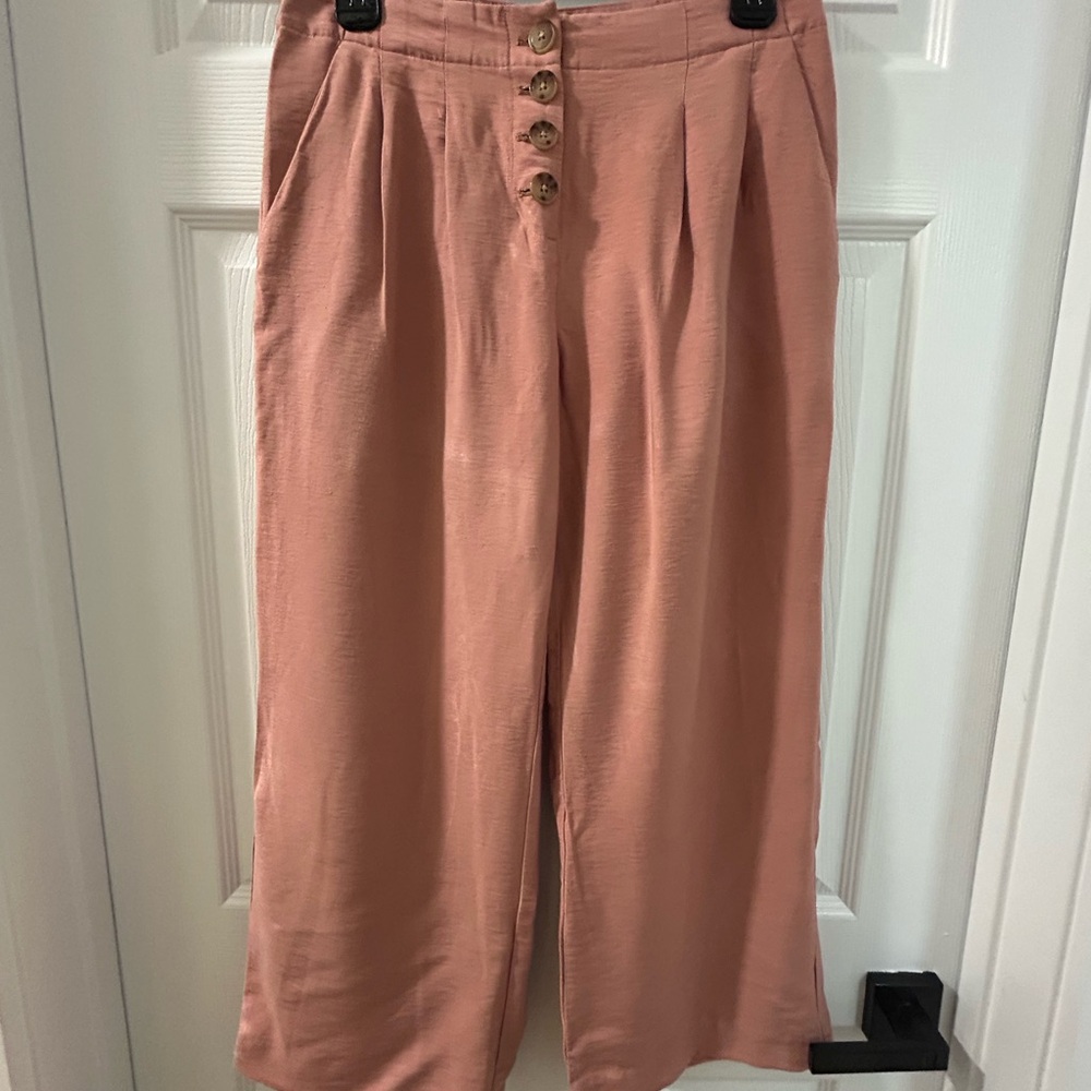 LOFT Pink Wide-Leg Trousers
